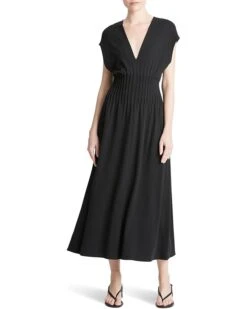 Vince Pintuck V-Neck Dress | Dresses