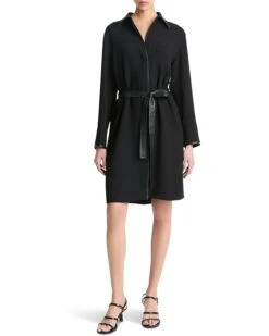 Vince Leather Trim Shirt Dress | Dresses