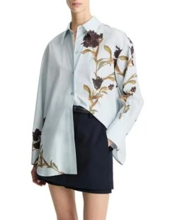 Vince Placed Black Iris Button Down Shirt | Shirts & Tops