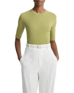Vince Striped Elbow Sleeve Crew | Shirts & Tops