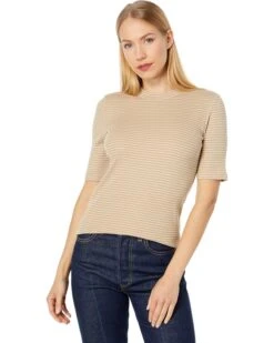 Vince Rib Stripe Elbow Sleeve Crew Tee | Shirts & Tops