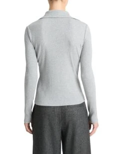 Vince Ribbed Long Sleeve Collared Polo | Shirts & Tops -Classy Shoe Shop 81snLInbVLL. AC SR736920