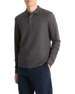 Vince Pima Pique Long Sleeve Polo | Shirts & Tops
